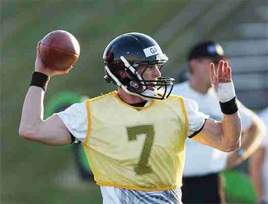 Jeff Garcia at practice at Papillion La Vista high school.