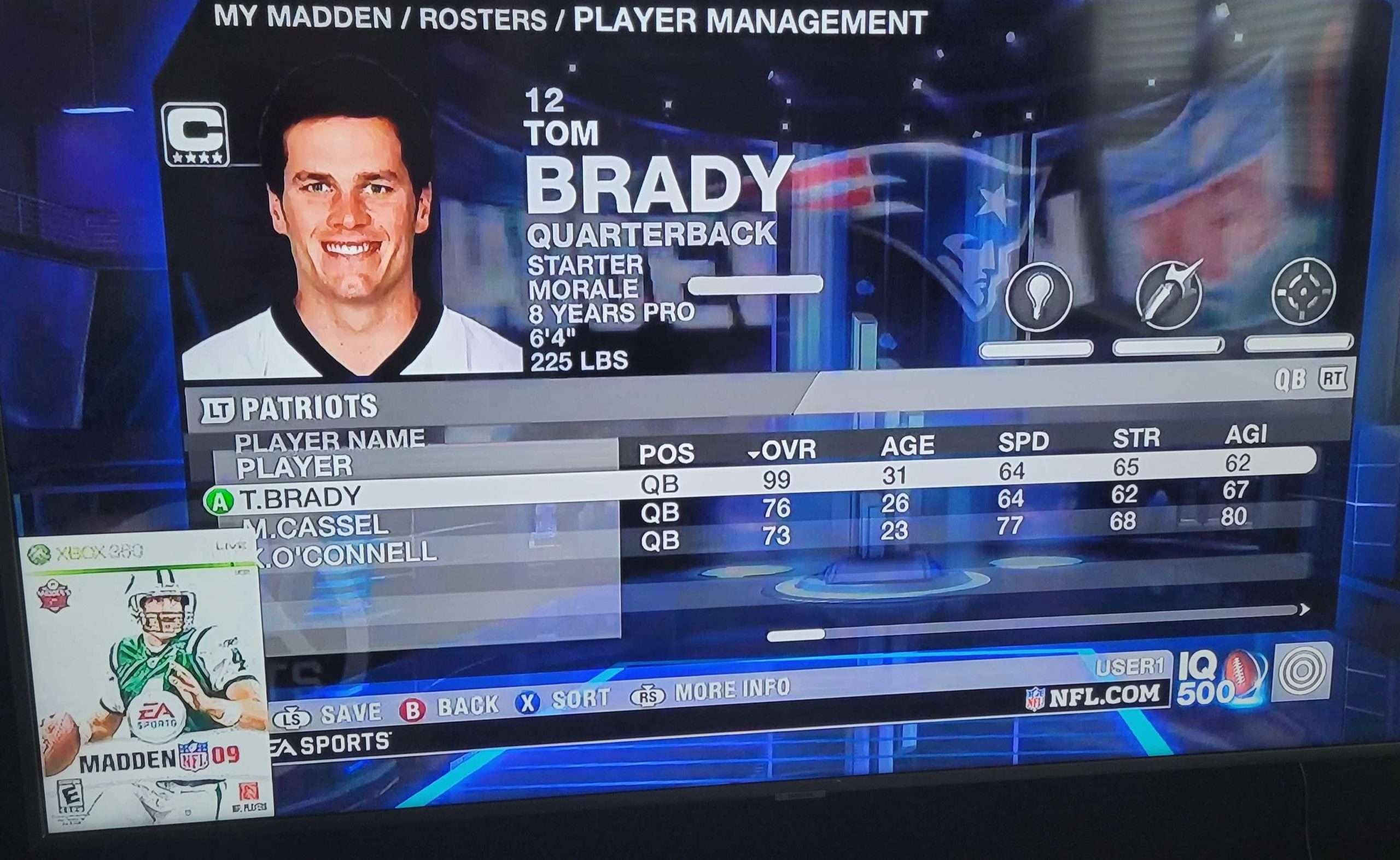 Madden 09 Brady Ranking Card