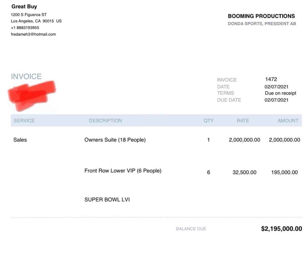 ANtonio Brown Fake SUper Bowl Invoice For 2 Million Dollars