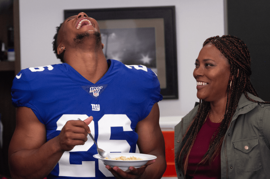 Saquon Barkley And His Mom Eating Campbell's Chunky Soup